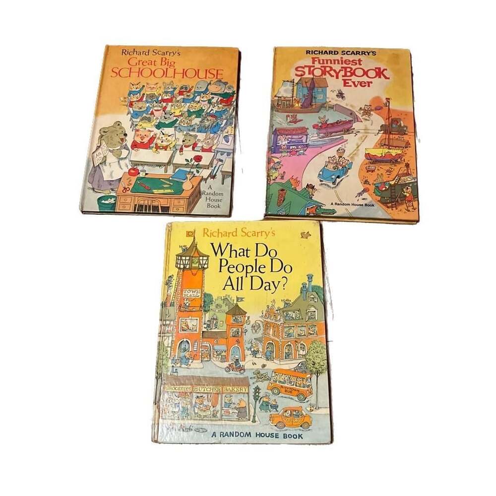 Vintage‎ Richard Scarry  3 Books, Random House, 1968-1972 First Ed., Rare Booksp